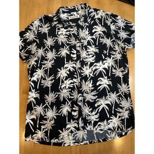 Coconut Connection Mens Button Down Shirt Palm Tree Size L Large Hawaiian